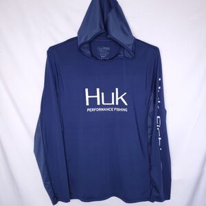 Huk Fishing Shirt Mens Large Navy Blue Long Sleeve Performance